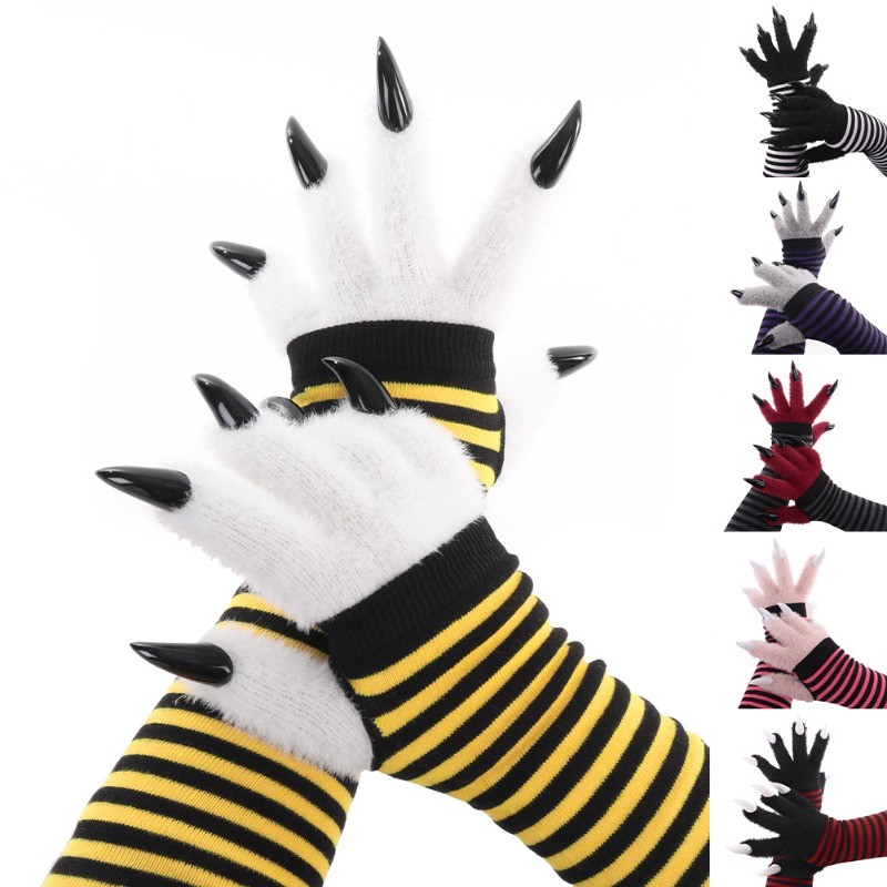 Animal Paw Furry Cosplay Fursuit Gloves with Nail Cat Wolf Kig Warm Fursuits Gloves Halloween Comic