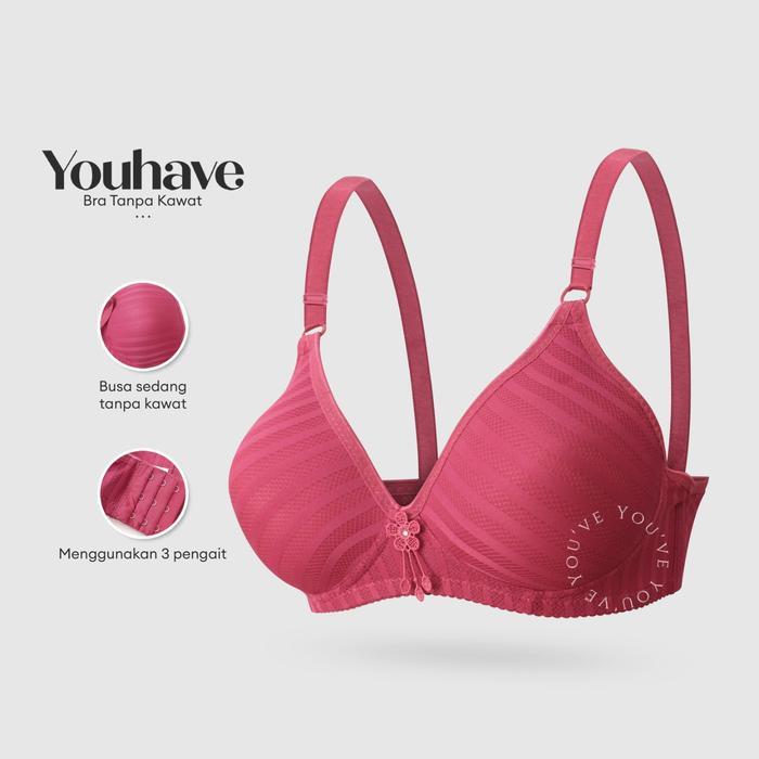 Tally - Bh Bra Wanita Bh Tanpa Kawat Busa Tipis Motif Garis Jaring 100111