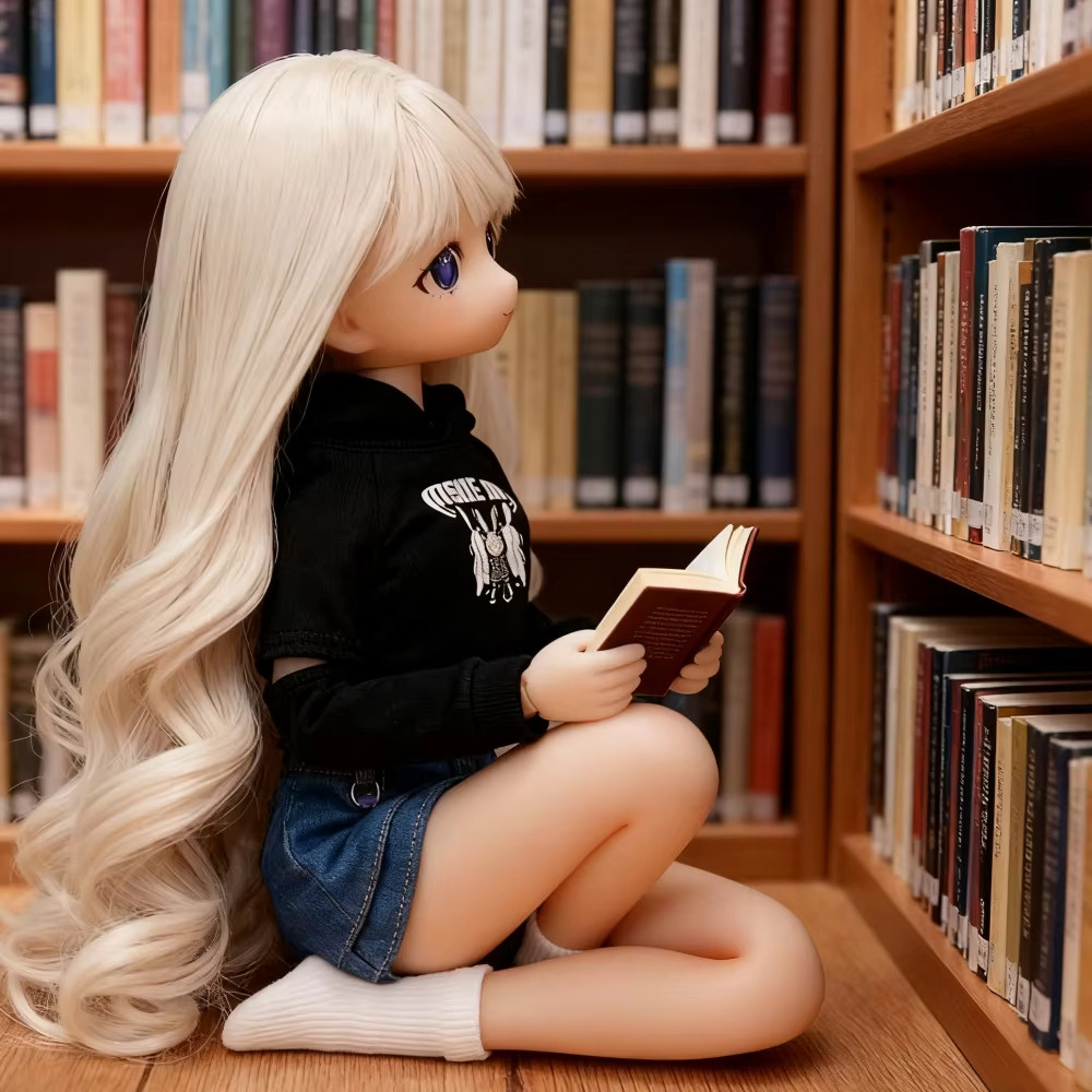 BJD Doll Nude Tpe Soft Silicone Humanoid Doll 40cm Blond Hair Sapphire Blue Attractive Eyes Doll