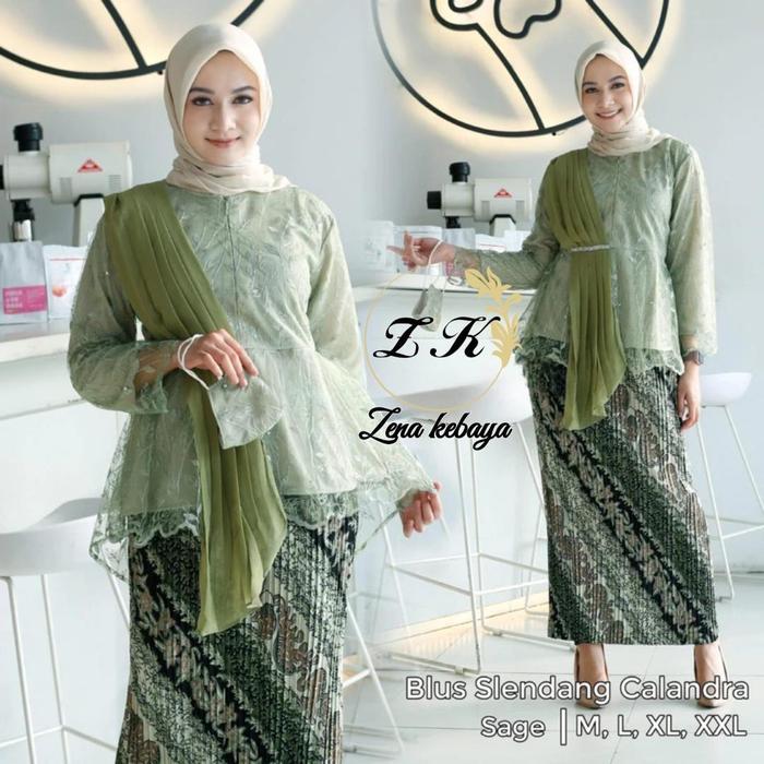 Ready Kebaya Aurora Selendang Set Rok Prisket Batik Kebaya Wisuda Remaja Kebaya Lamaran Dress Kebaya