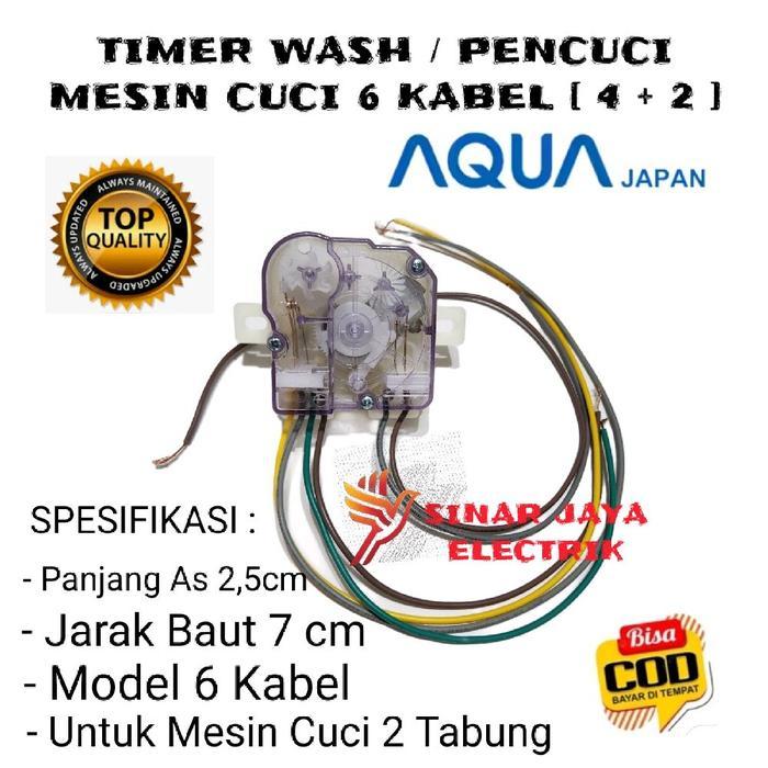 TIMER WASH 6 KABEL MESIN CUCI AQUA 2 TABUNG - TIMER MESIN CUCI AQUA 6 KABEL READY