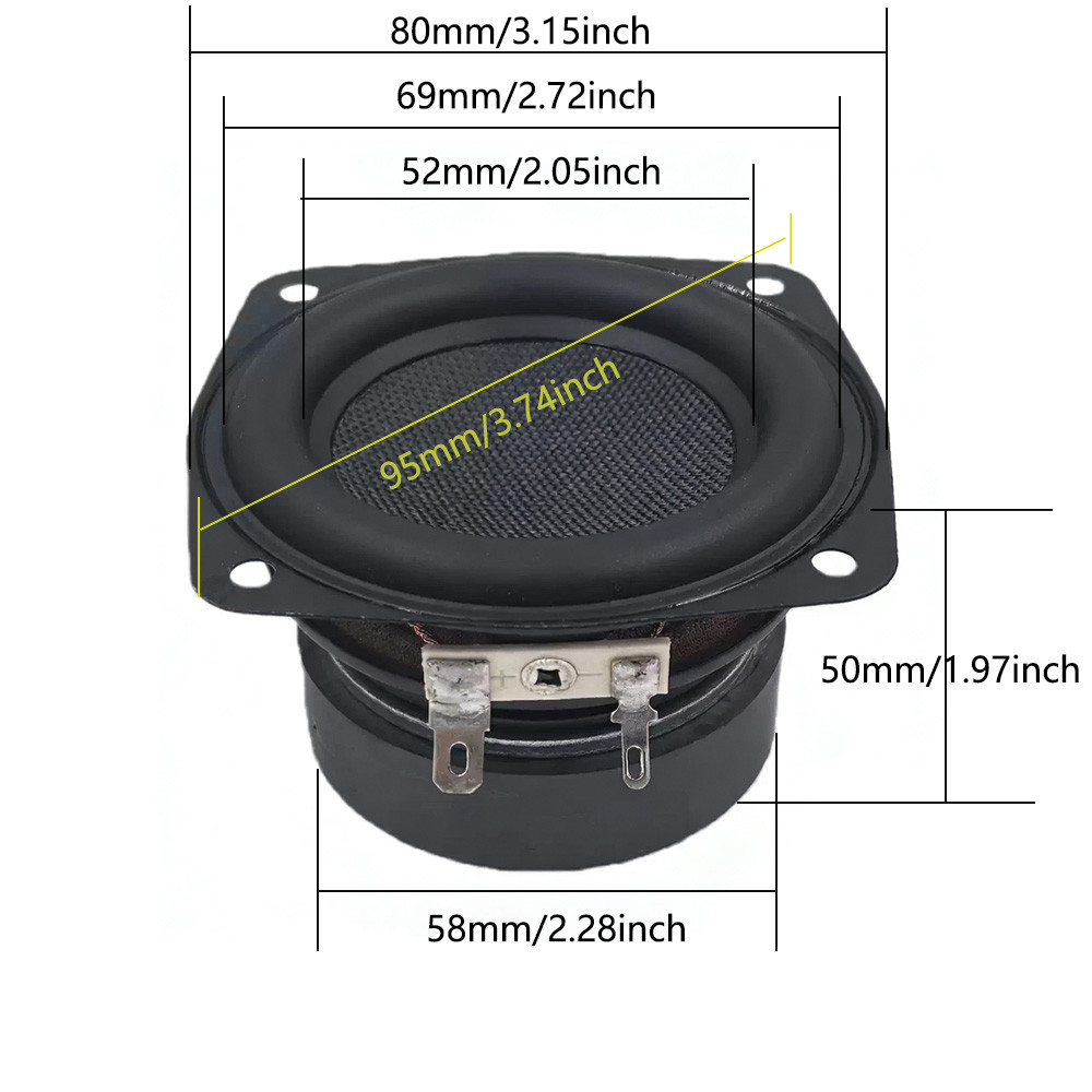 2 pcs 3 Inch 4 Ohm 20w Subwoofer Speaker Unit 78MM Hifi Waterproof Bass DIY Bluetooth Speakers
