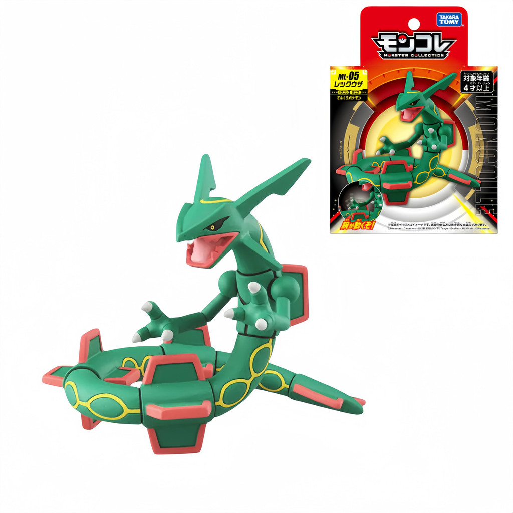 TAKARA TOMY Original Pokemon Figures Toy Mega Rayquaza Eternatus PVC Statue Doll Green Flying Dragon