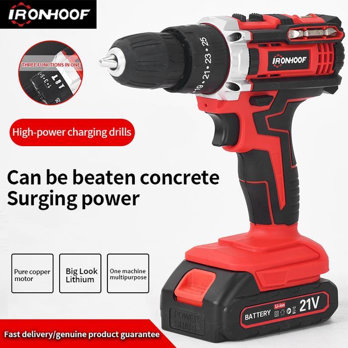 Ironhoof Mesin Bor Listrik Bor Baterai Bor Tanpa Kabel 24V Set Lengkap