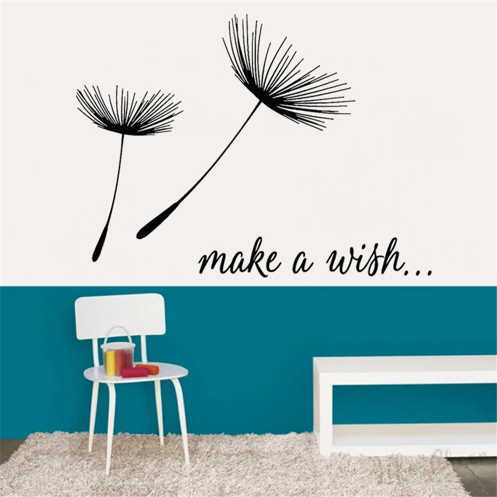 Dandelion Sitting Room Wall Stickers Mural Make A Wish Quotes Household Livingroom Bedroom Adornment