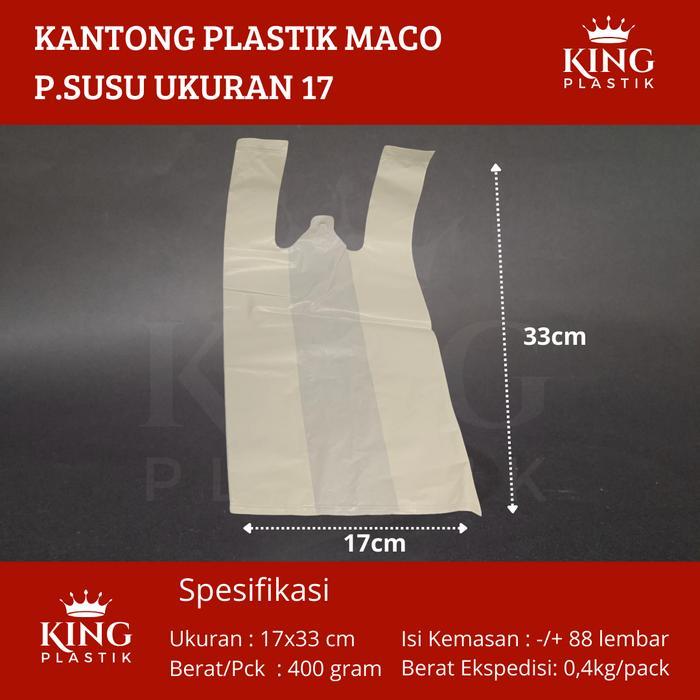 Kantong Plastik Kresek Putih Susu Merah Hitam Tebal Ukuran 17 / Maco Kantong Hd Pe Kresek Putih Susu