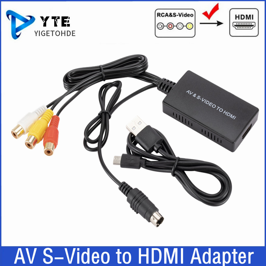 AV S-Video to HDMI-compatible Video Converter HD 1080P RCA to HDMI-compatible Adapter For HDTV DVD