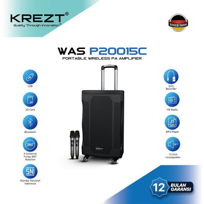 KREZT Portable PA Amplifier WAS-P20015C 3-Way Speaker 15 Inch & OTG untuk Live Streaming