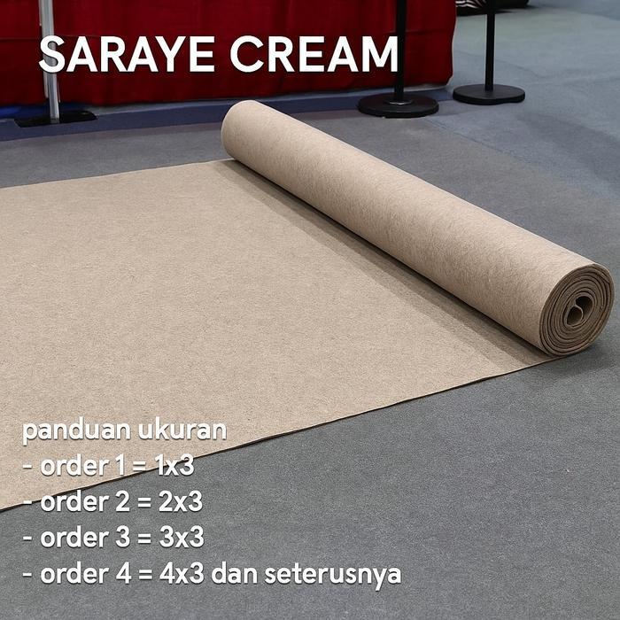 Karpet Brudu Polos Meteran Karpet Wedding Saraye Cream 1X3 Meter