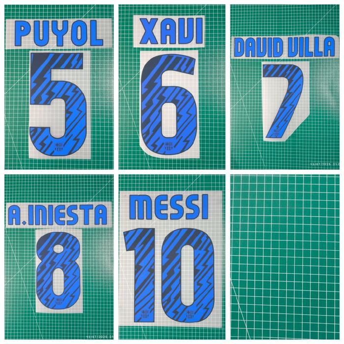 Promo Nameset Puyol Xavi David Villa Iniesta Messi Barcelona Away 10-11 Poly Hk