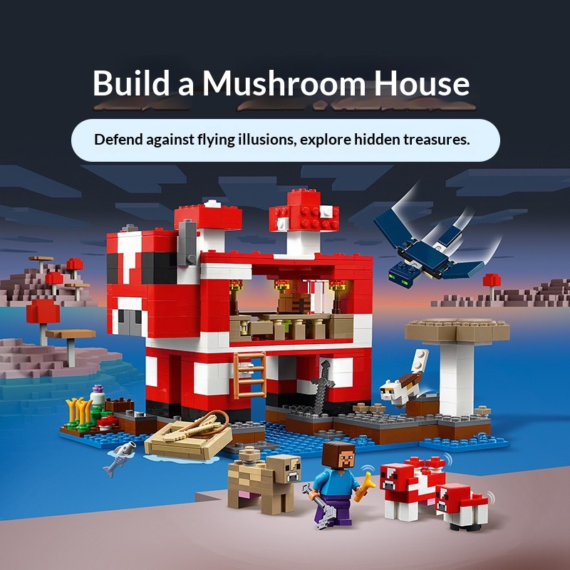 Lego Building Blocks My World Series 21270 Milk Mushroom House Children's Assembled Toys Valentine's