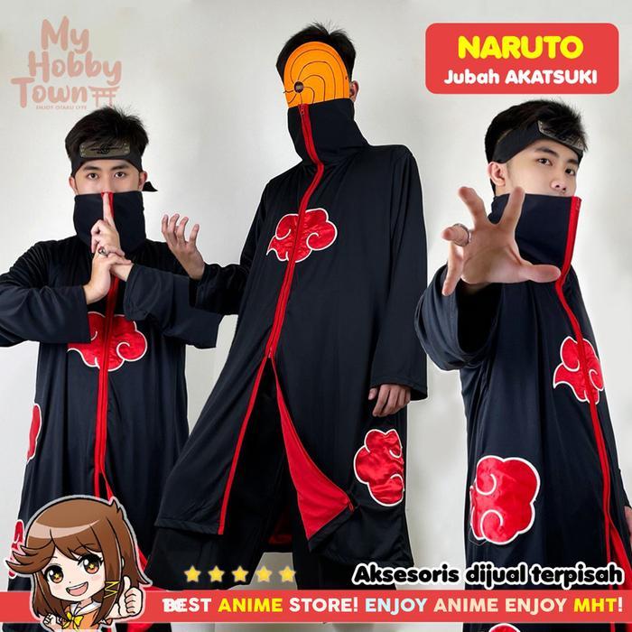 Jubah Cosplay Anime Naruto Jaket Hoodie Akatsuki Itachi Pein Obito