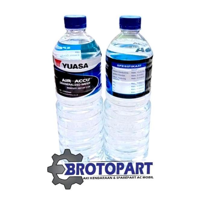 "New" Air Aki Biru Yuasa Air Demin Botol 1 Liter Air Accu Basah Motor Mobil