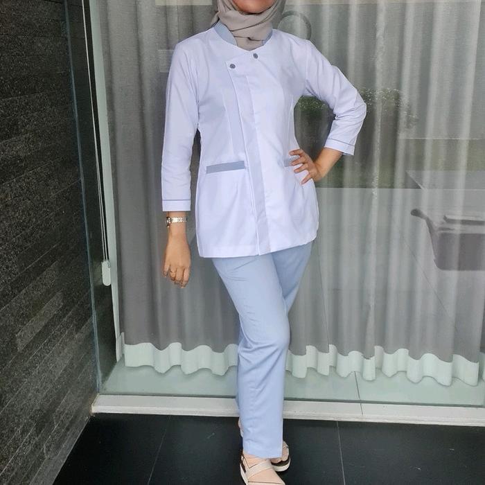 seragam klinik / baby sitter / baju oka / nanny uniform katun