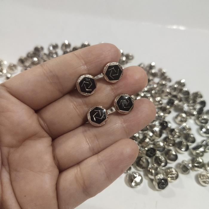 Kancing baju jamur 9mm-silver hitam emas putih / Kancing jamur motif