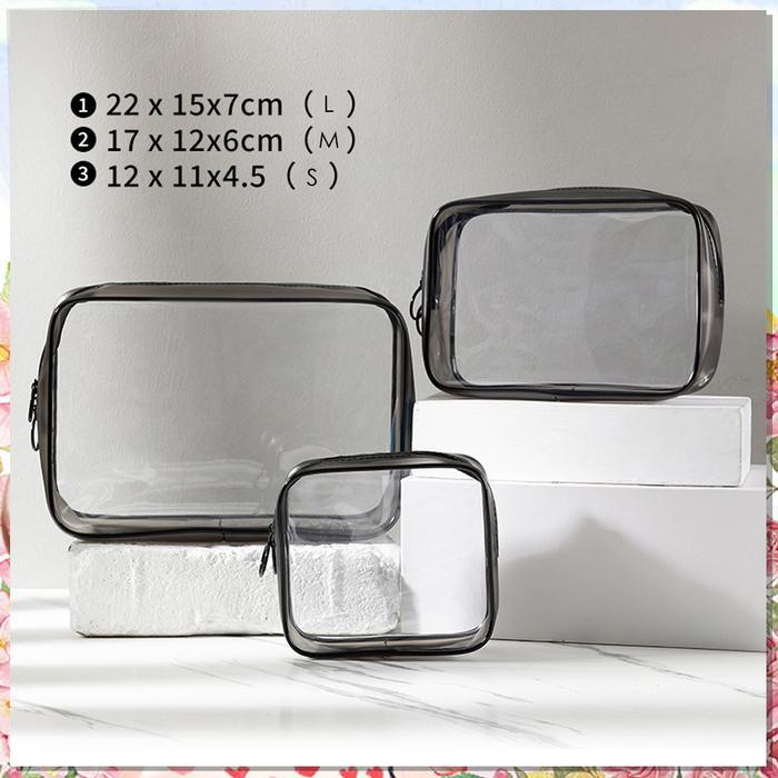 Tas Pouch Kosmetik Polos Transparan Anti Air Tempat Make Up Pouch Kosmetik Transparan
