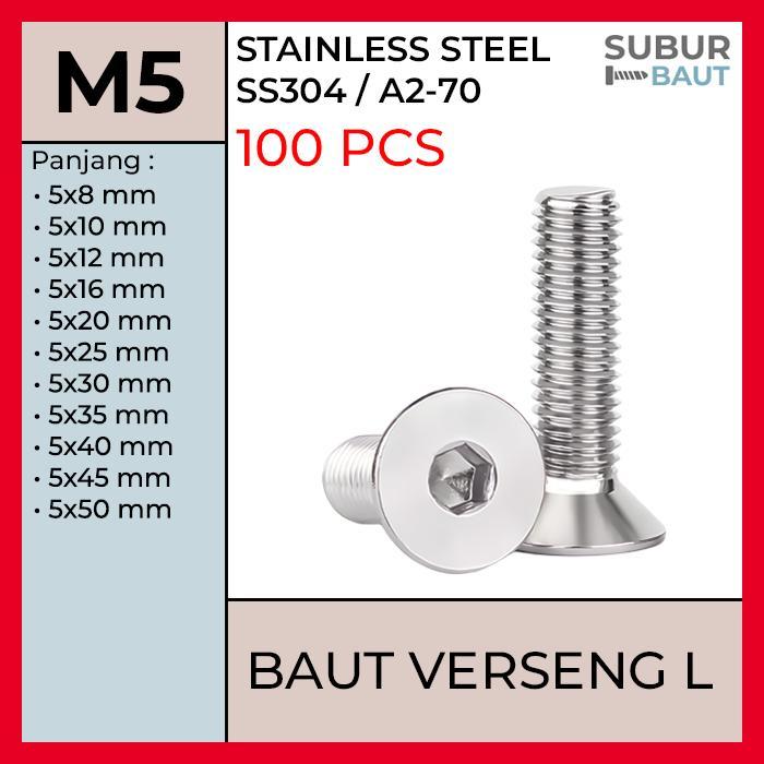 [100 PCS] BAUT JF L M5 / BAUT VERSENG L M5 M5X8 M5X10 M5X12 M5X16 M5X20 M5X25 M5X30 M5X35 M5X40