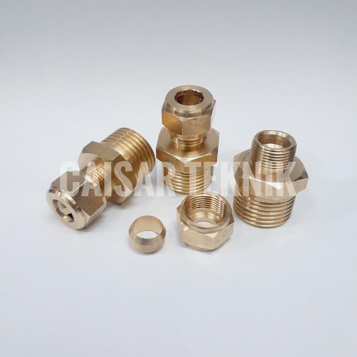 MALE CONECTOR 3/8" 1/2" INCH KUNINGAN TERBARU