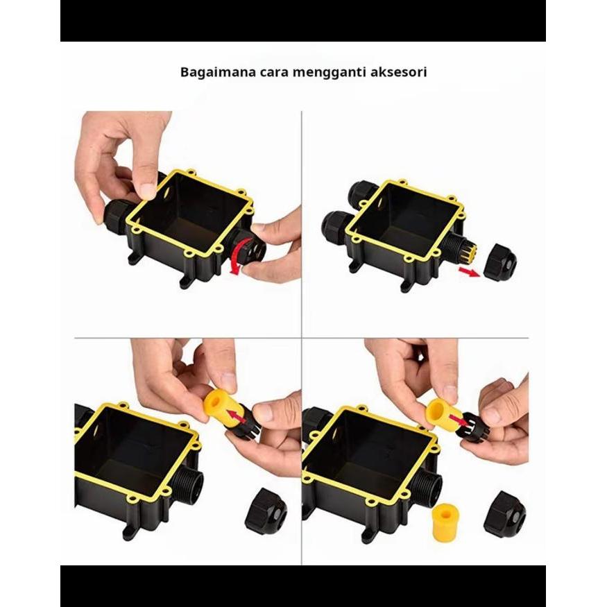 Outdoor Junction Box Waterproof Sambungan Kabel Anti Air IP68 3ways / Anti Air Konektor Box /