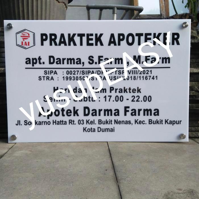 Papan Nama Plang Praktek Akrilik Dokter/ Bidan / Apoteker Tbk
