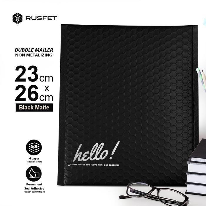 AMPLOP PLASTIK BUBBLE MAILER BUBBLE PACKING HITAM MATTE 23X26