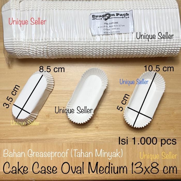 [1000 pcs] Kertas Alas Risol Risoles Oval 12.9x8.1 cm Medium PUTIH POLOS DRAGON PACK / Paper Cake