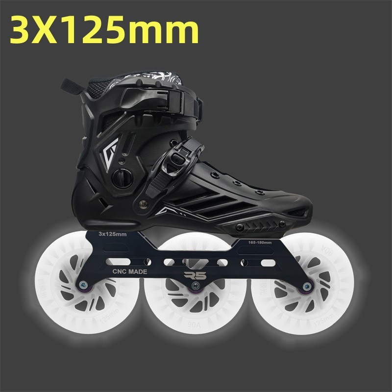 125mm LED Flash Inline Speed Skates Shoes for Male Female Adults 3X125mm Street Road Downhill Fast