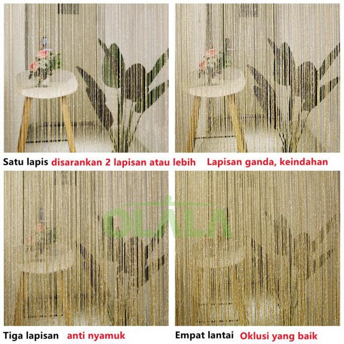 "New" CODTIRAI BENANG GLITTER GLITER POLOS TIRAI JENDELA TIRAI BENANG TIRAI PINTU Curtain OLL-BH-103