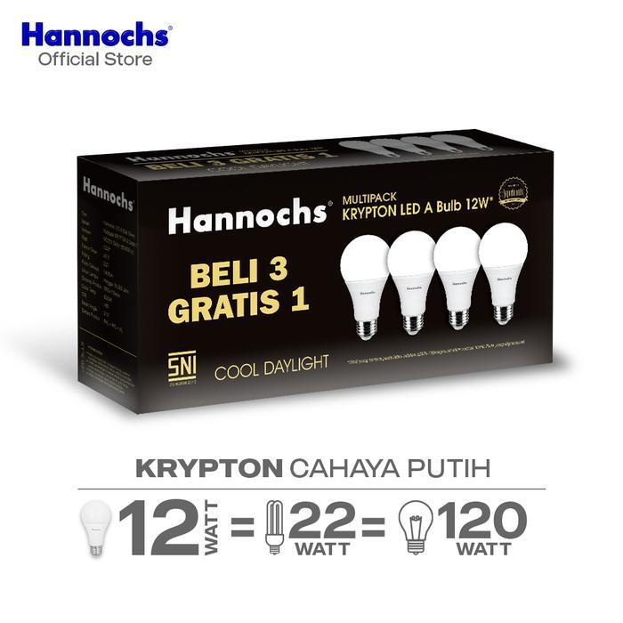 Lampu LED Hannochs Krypton 12w 12 watt multipack paket isi 4 pcs lampu