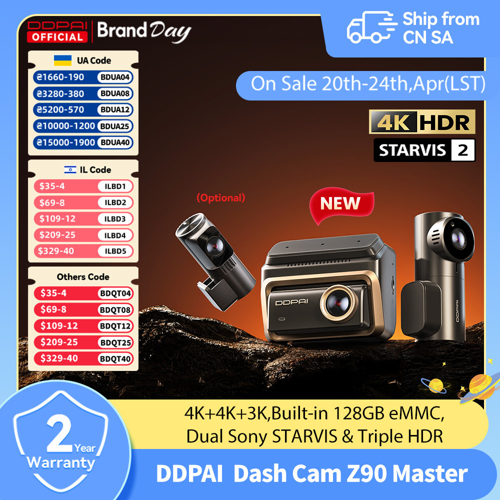 DDPAI 4K+4K New Z90 Master Dual 4K Front Rear Dual HDR for Sony Car Dash Cam ADAS Parking 5GHz WiFi
