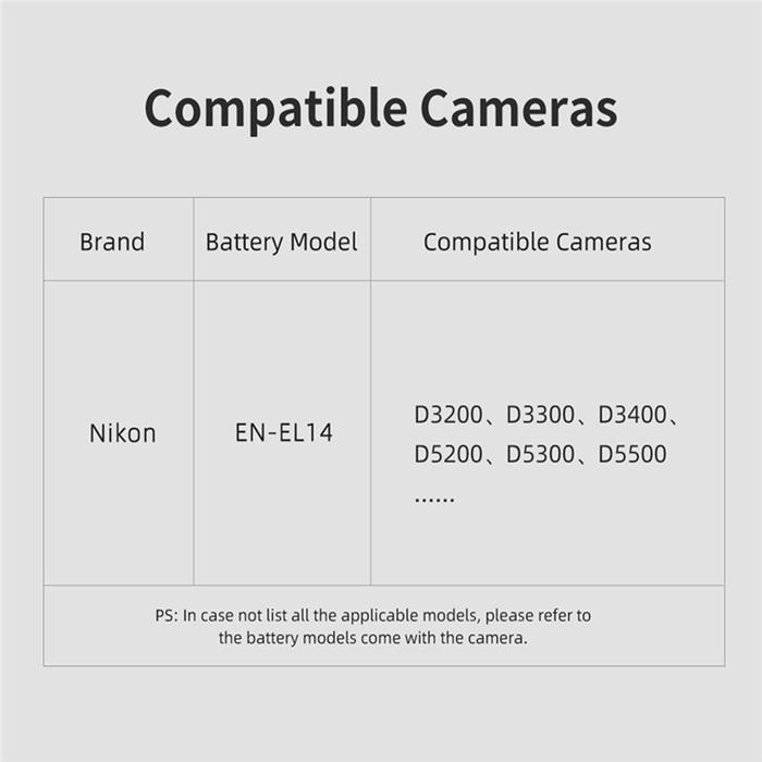 Kingma Dummy Battery Nikon En-El14 - For Live Streaming - Vlog & Timelapse - Baterai Colok Listrik