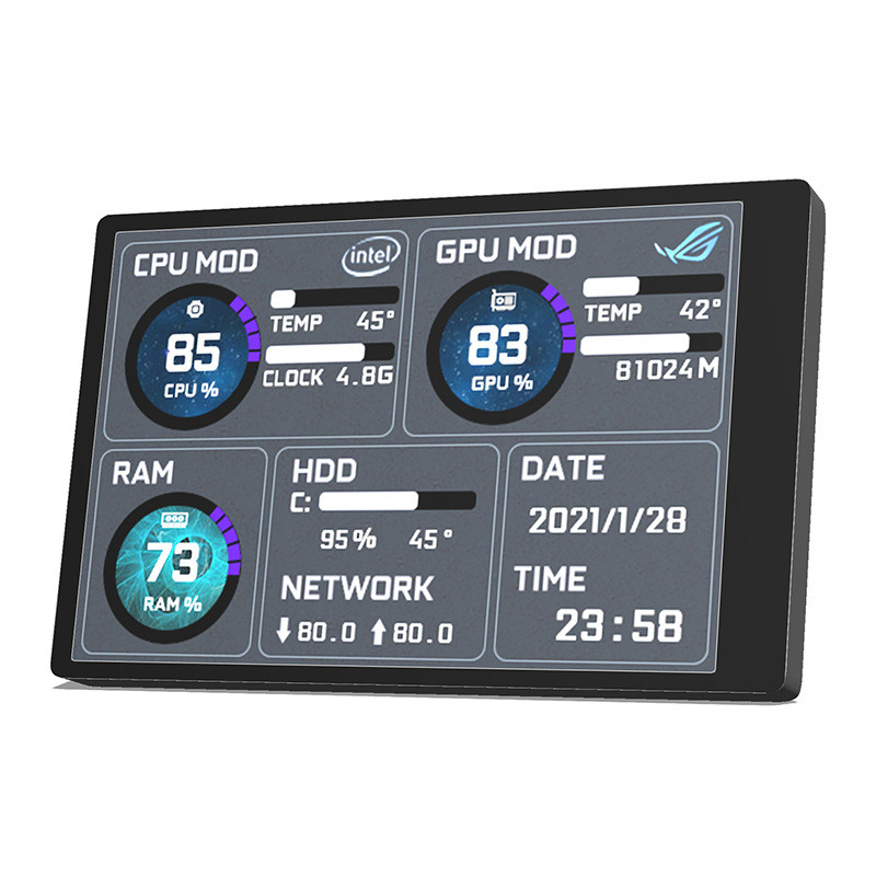 3.5 Inch IPS Type-C Secondary Screen USB Display For CPU GPU RAM HDD Monitor Support AIDA64 For
