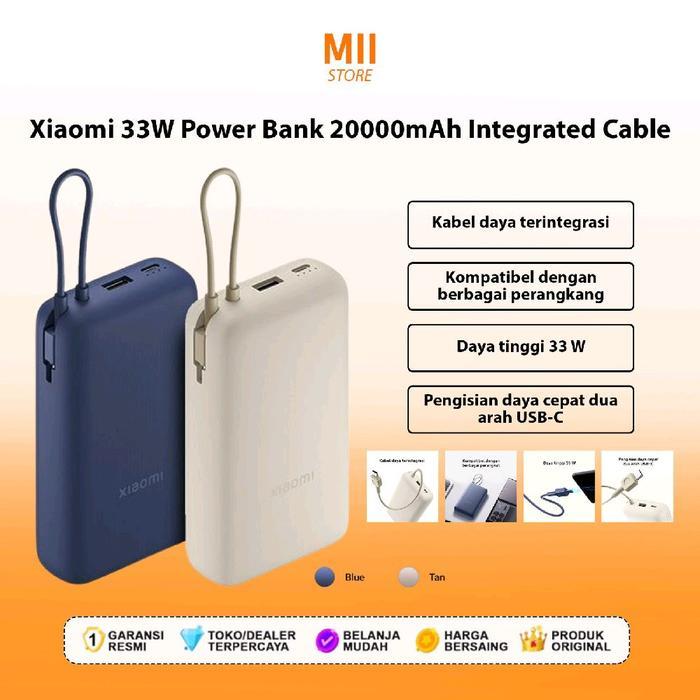 Xiaomi 33W Power Bank 20000mAh Integrated Cable