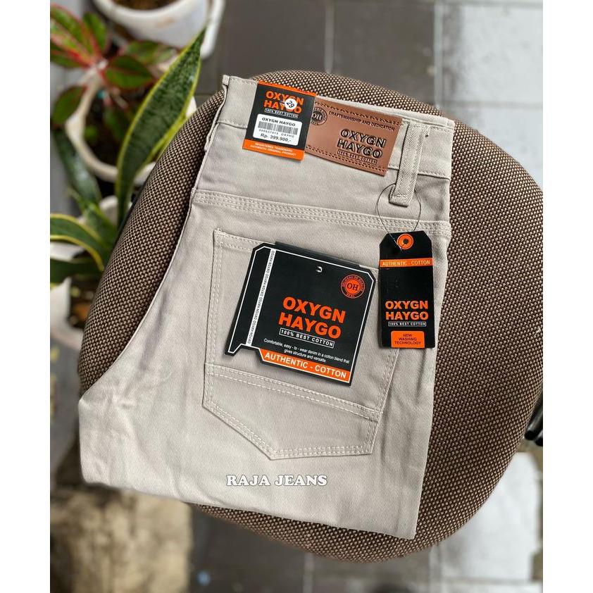 dxo Oxygen Hugo Celana Panjang Pria Dewasa Semi Jeans Santai Distro Hitam Bahan Sweading Tebal Melar