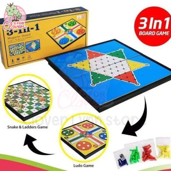 Magnetic Board Game 3 In 1 Ludo Snakes And Ladders Checkers #Gratisongkir