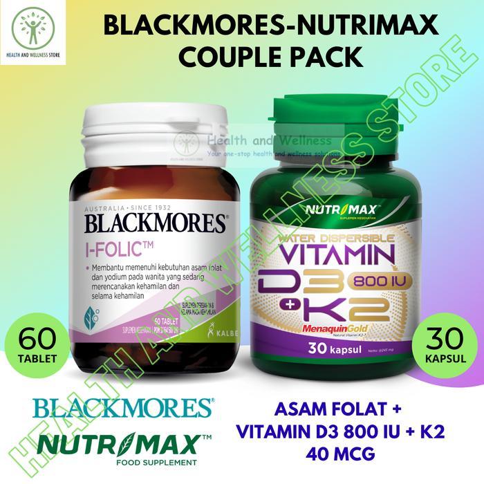 PAKET BLACKMORES I FOLIC 60 TABLET DAN NUTRIMAX D3 K2 D3 400 IU K2 40 MCG MATERNITY KEHAMILAN