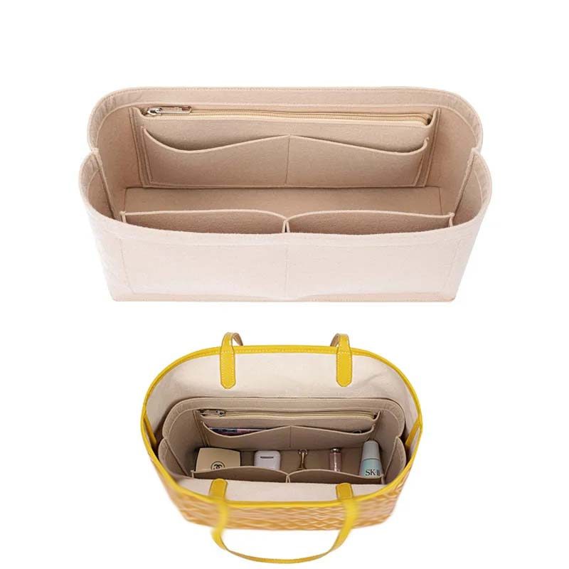 Felt Insert Bag Cosmetic Organizer Insert For Goyard Tote,Makeup Bags With Zipper, Inner Pouch Fit