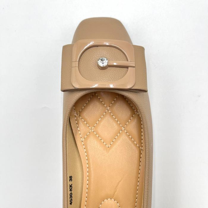 Laviola 4530 Ffs - Sepatu Pantofel Kerja Wanita Black Dan Khaki Hak 2 Cm Heels Shoes