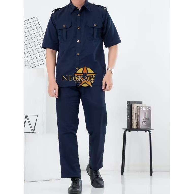 TERMURAH Moxxer - 1 Stel Seragam Satpam Safari Lengan Pendek / Pakaian Baju Safari Security Pria