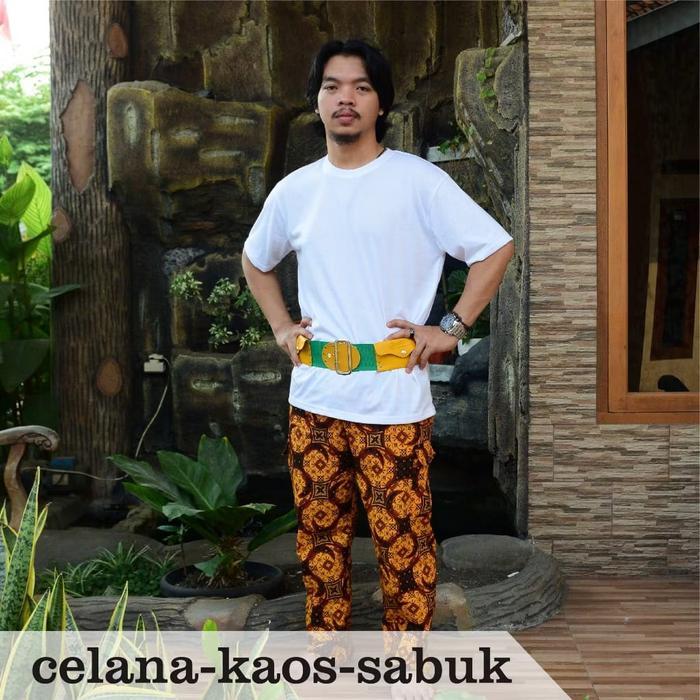 Paket Baju Betawi/Pakaian Adat Betawi/Paket Baju Betawi Dewasa Pria Dewasa Celana Motif