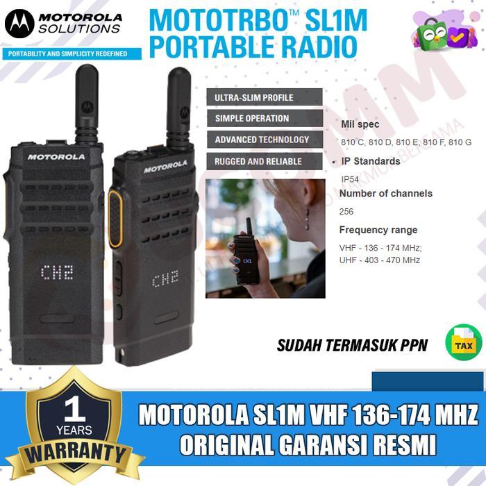 Motorola Slim Vhf 136-174 Mhz Ht Motorola SL1M Sl1m Vhf Uhf Digital Original Garansi Resmi