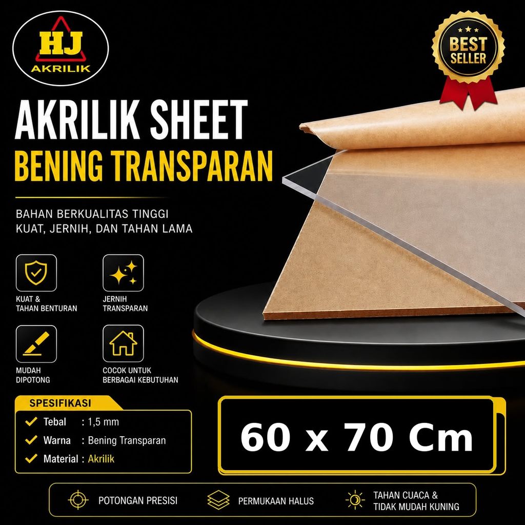 Akrilik 1,5mm Bening 60 X 70 Cm Akrilik Lembaran