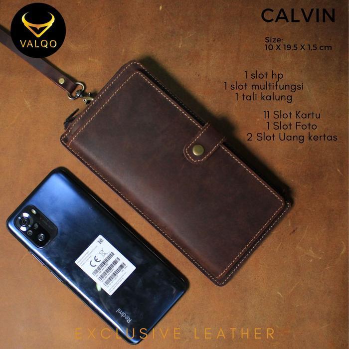 SALE VALQO - CALVIN Dompet Panjang Unisex Dompet Kalung Leher Kulit Sapi Premium Bisa Untuk Pria
