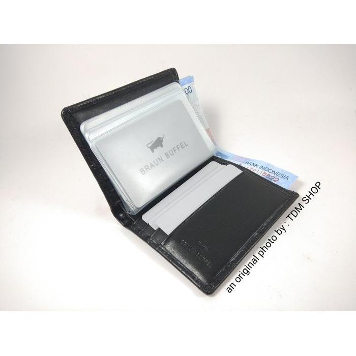 TERUJI Braun Buffel Dompet Kartu Kulit Asli dengan 10 Slot Kartu Plastik & 8 Slot Kartu Tebal