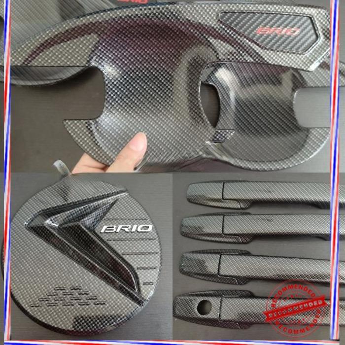 Paket Lengkap Outer Handle Tank Cover Bensin Carbon Brio Aksesoris Variasi Mobil Asli