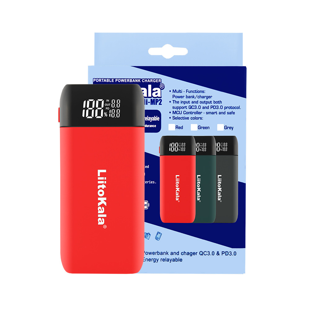 LiitoKala Lii-MP2 Battery Charger Power Bank For 21700 18650 QC3.0 Fast Charge Type-C Input Portable