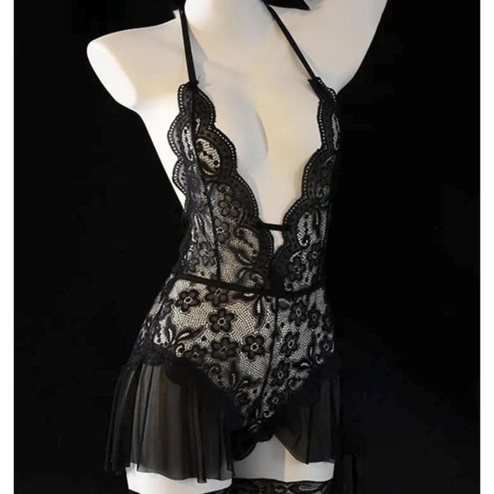 Tally - Lingerie Bodysuit Baju Tidur Wanita Lingerie Baju Dinas Satin Halus Lingerie Premium L43