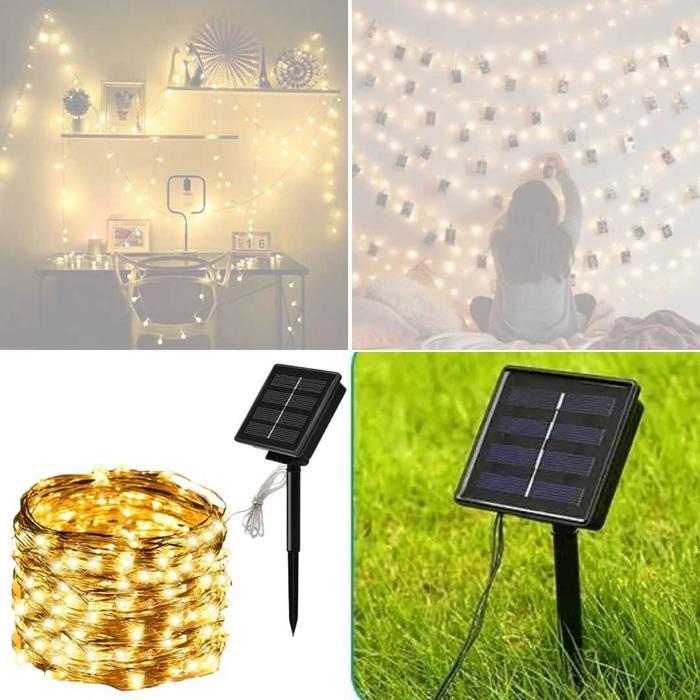 Lampu Hias Tumblr LED 50 Lampu Solar Panel, 7 Meter, IP65 Waterproof, 8 Mode Kedip, Dekorasi Indoor