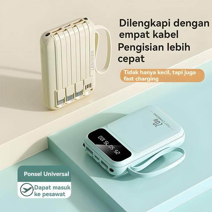 POWERBANK 20000MAH MINI WITH 4 USB FAST CHARGING LED SENTER DISPLAY