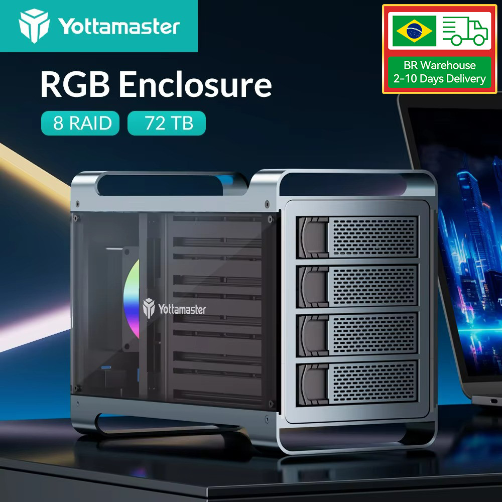 [DF4] Yottamaster 4 Bay RAID External HDD Enclosure 2.5" 3.5" SATA SSD Enclosure with 80mm RGB